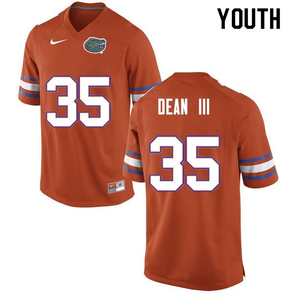 NCAA Florida Gators Trey Dean III Youth #35 Nike Orange Stitched Authentic College Football Jersey SEP2764AK